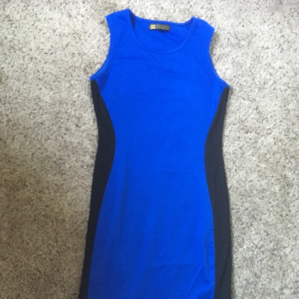 Blue Black Professional Casual Work Dress, Small